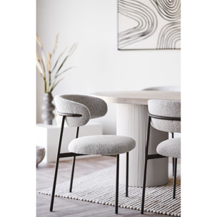 Set 2 sedie da pranzo Mira in Bouclé Sabbia con Gambe Nere