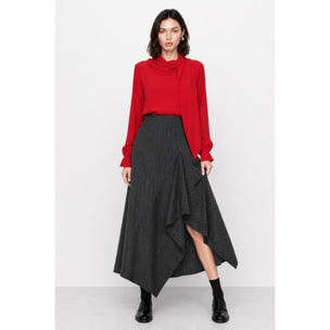 Kocca - Gonna asimmetrica da donna a vita alta con drappeggio Donna