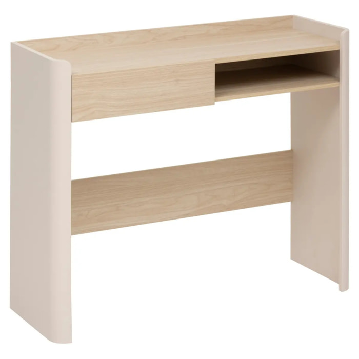 Console Roundy blanc ivoire et bois