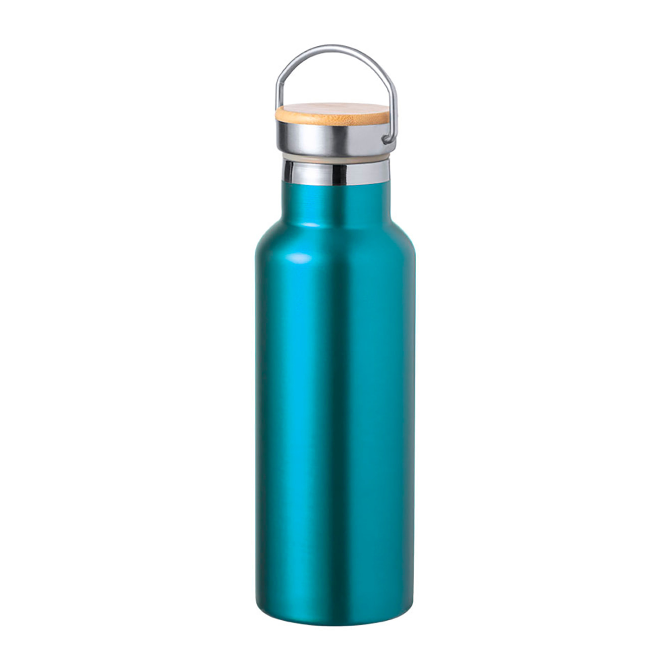 Bidón térmico de 500 ml de capacidad en acero inox de doble pared. Incluye tapón a rosca y asa integrada.