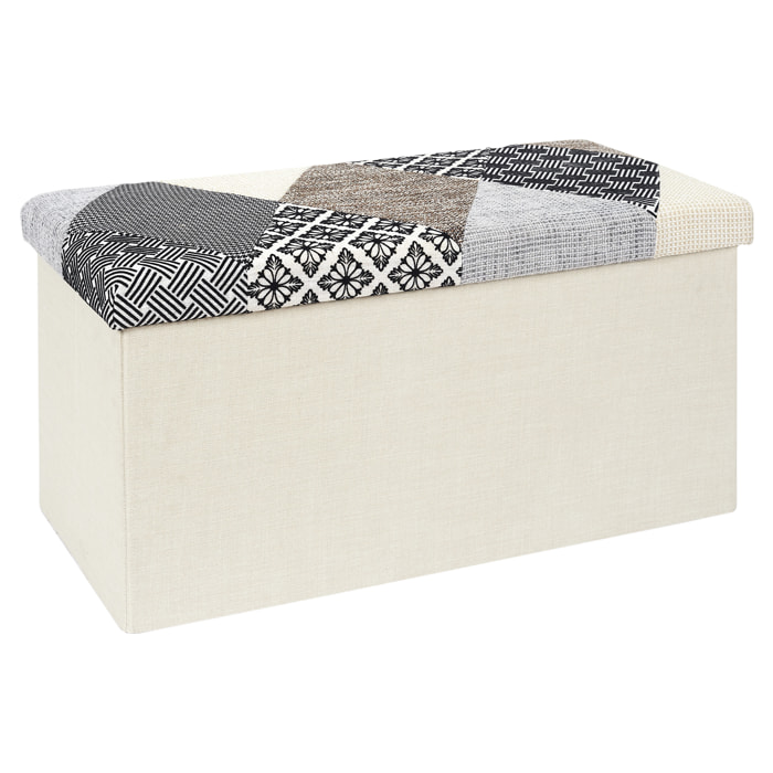Coffre Banc Pliable Patchwork Gris