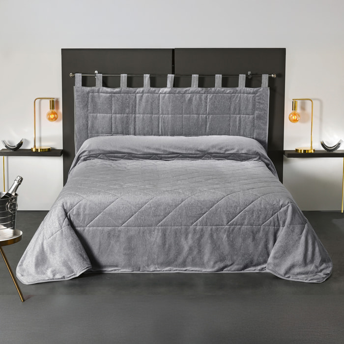Coussin Tête de Lit à l' Aspect Velours - Gris clair