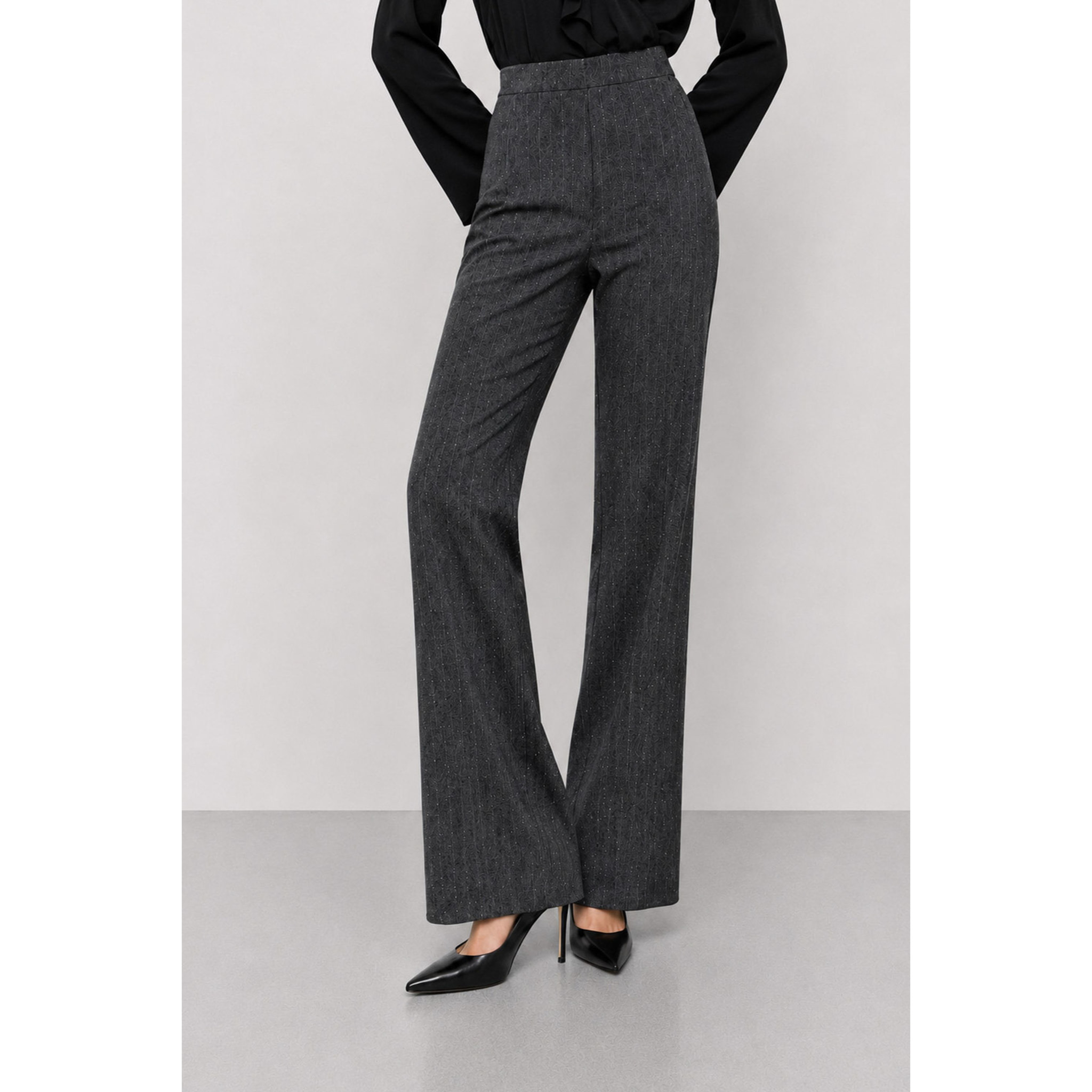 Kocca - Pantaloni da donna gessati a vita alta e gamba larga Donna