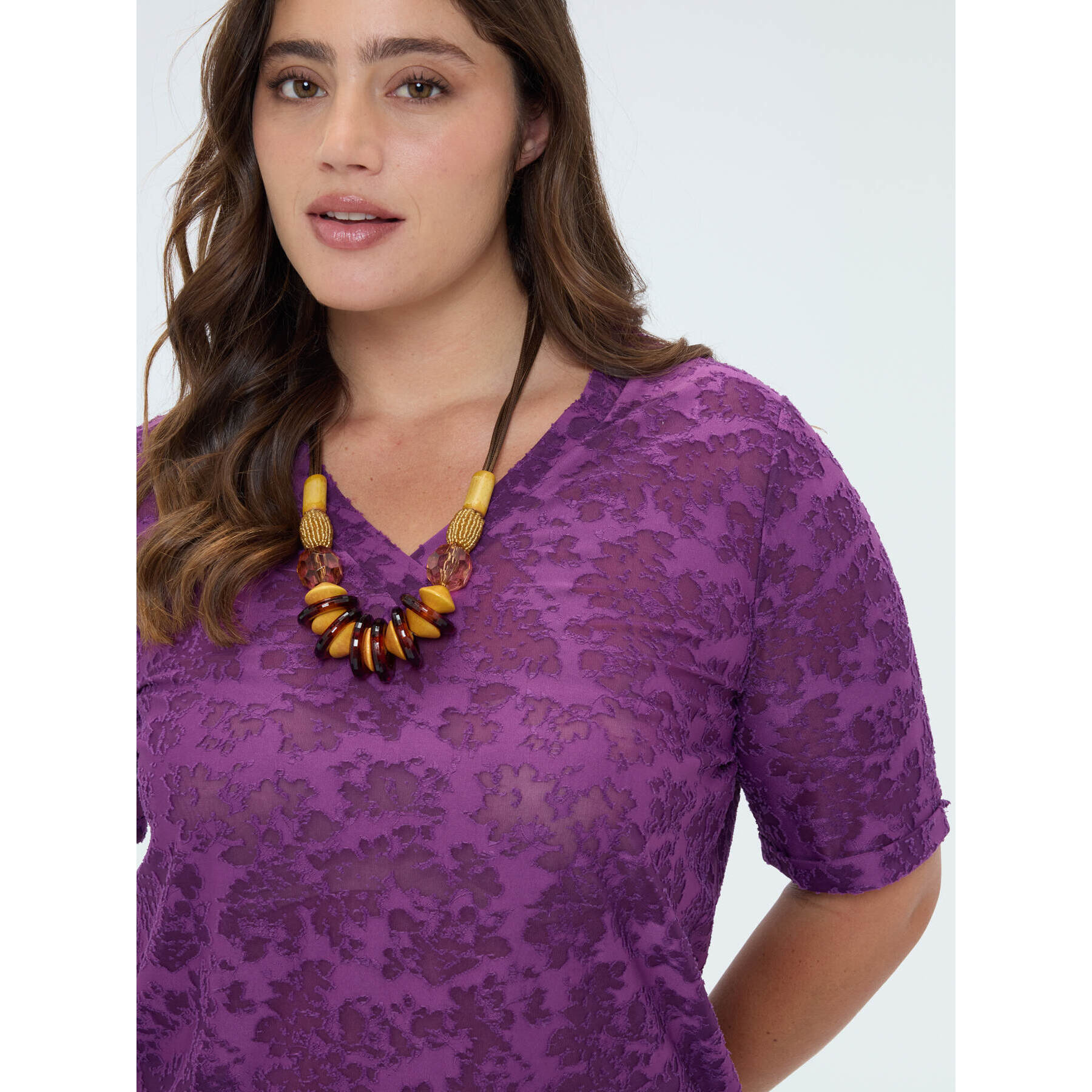 Fiorella Rubino - Camiseta en jacquard con estampado - Violeta