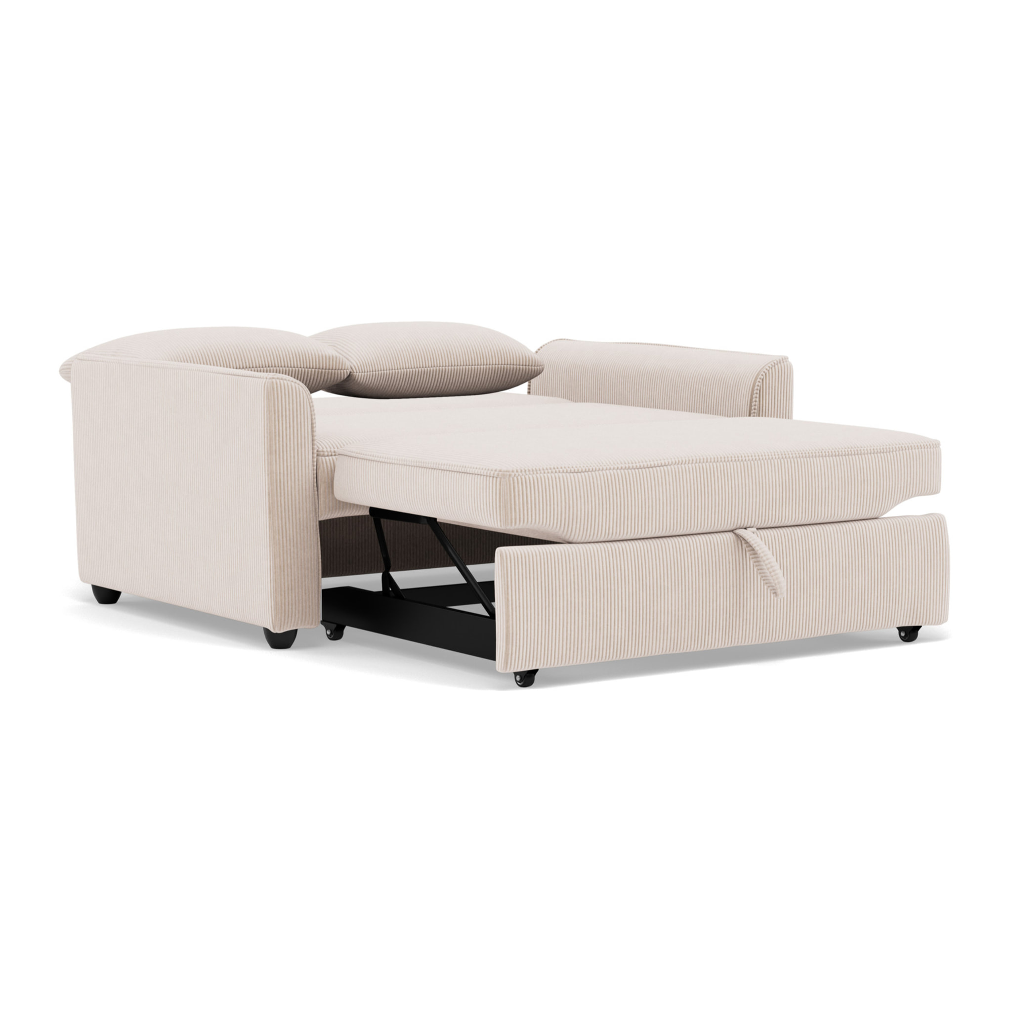 Ernest - Canapé droit 2 places convertible en velours côtelé - Beige