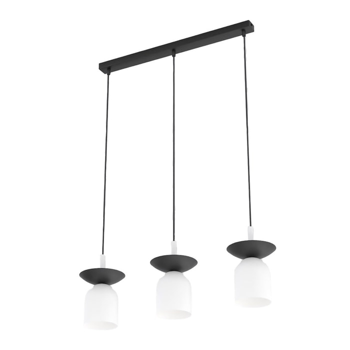 Lampada a sospensione EGO in acciaio bianco e nero