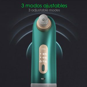 Strumento per aspirare i punti neri, pulire i pori. 3 modalità, doppio serbatoio dell'acqua, 6 teste.