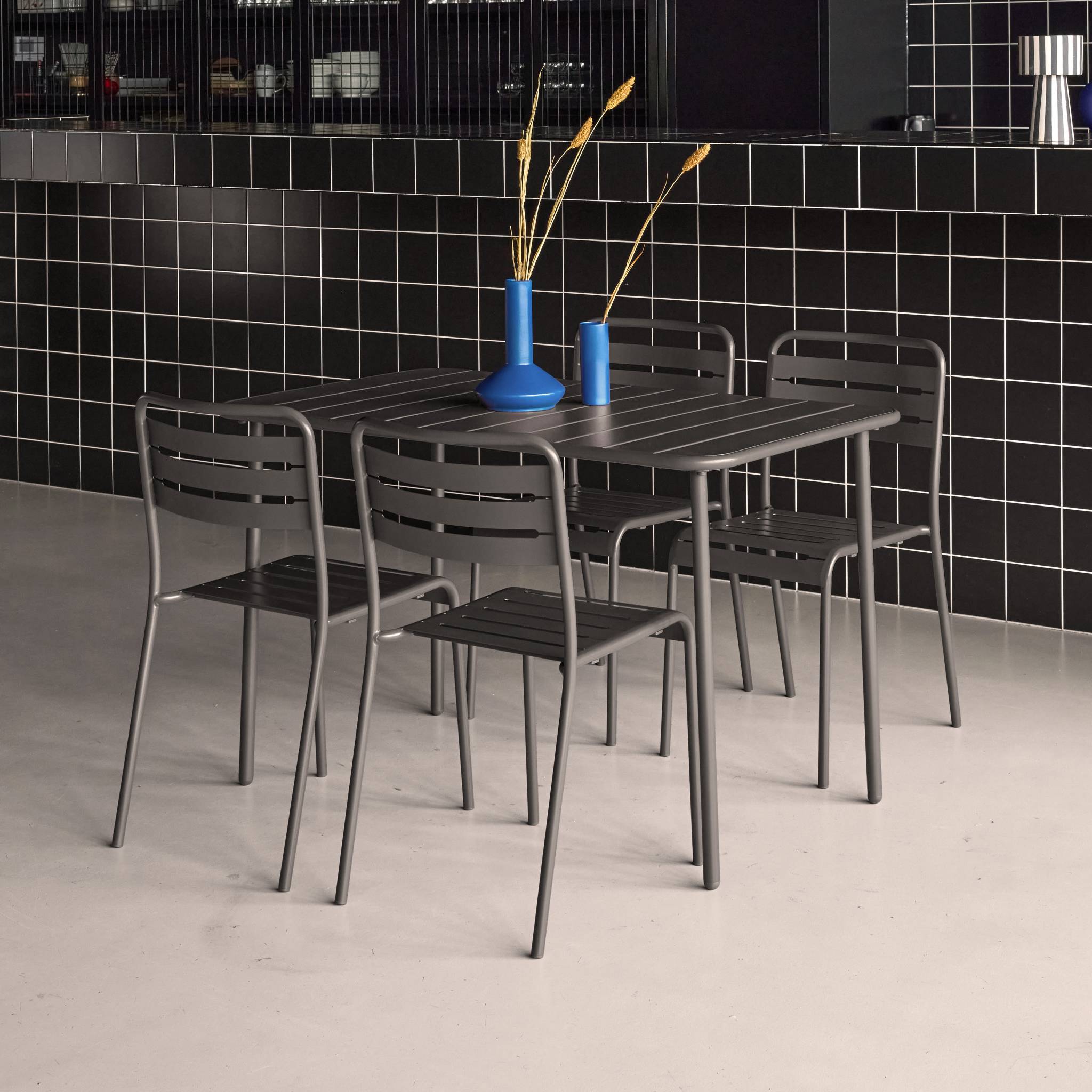 Table de jardin métal + 4 assises AMÉLIA