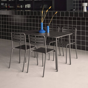 Table de jardin métal + 4 assises AMÉLIA