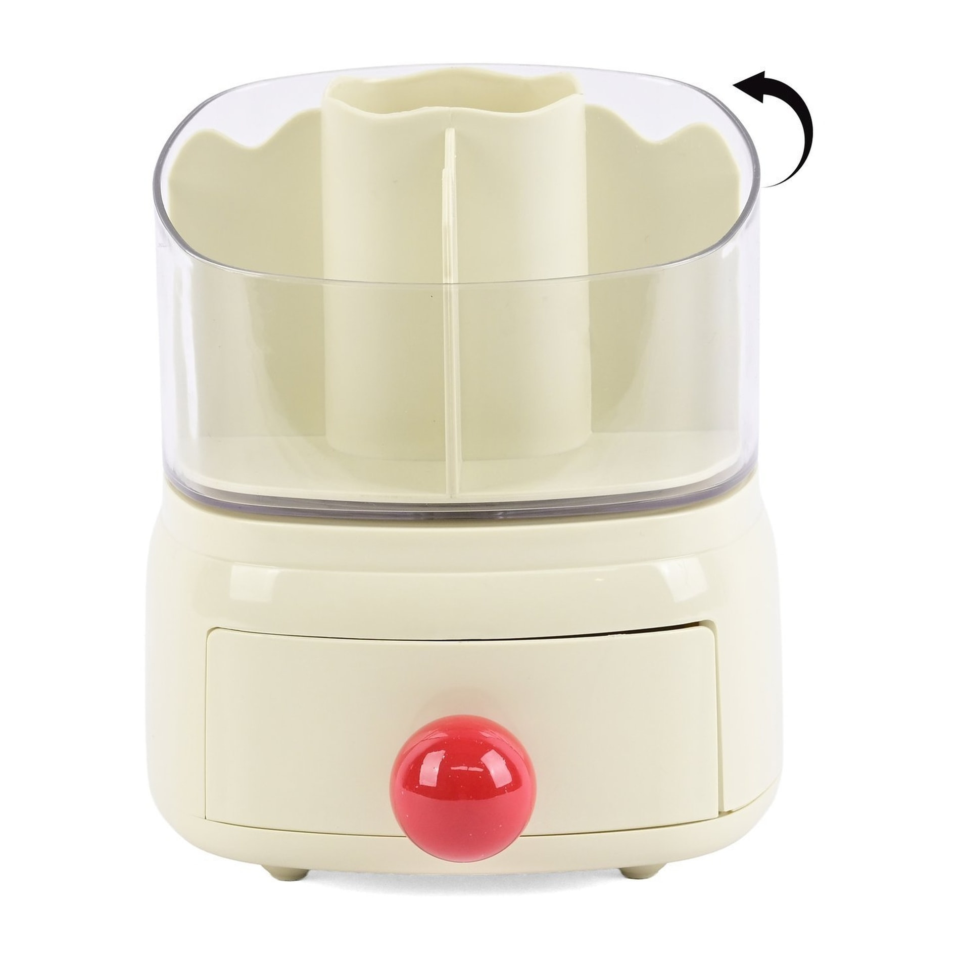 Organizador de maquillaje color crema con cúpula y cajón