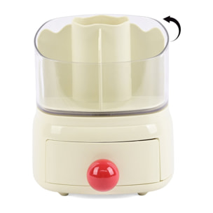 Organizador de maquillaje color crema con cúpula y cajón