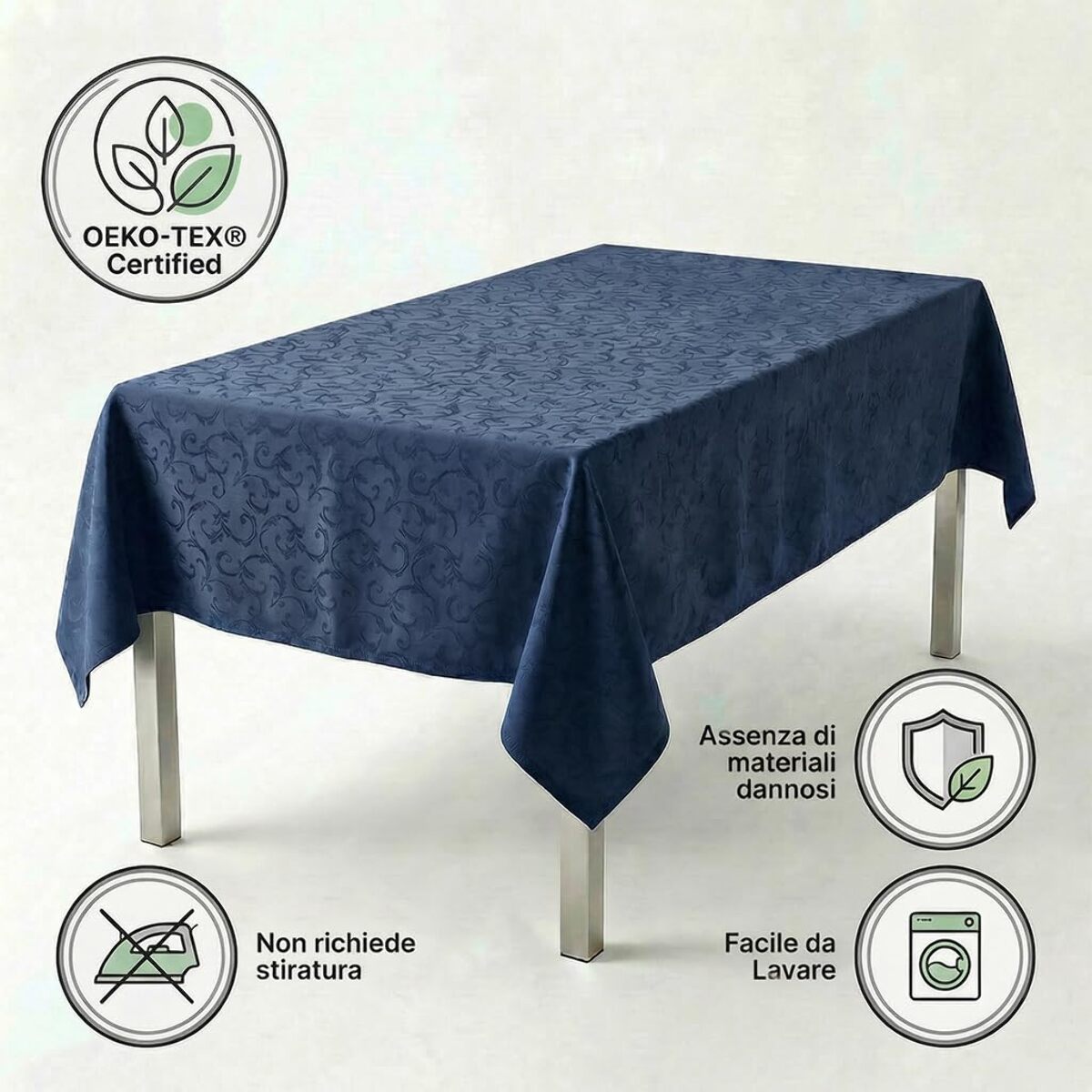 Tovaglia antimacchia impermeabile in poliestere resistente, ideale per uso quotidiano e occasioni, protegge da liquidi e sporco, facile da pulire, pratica e durevole, design elegante per cucina e sala da pranzo