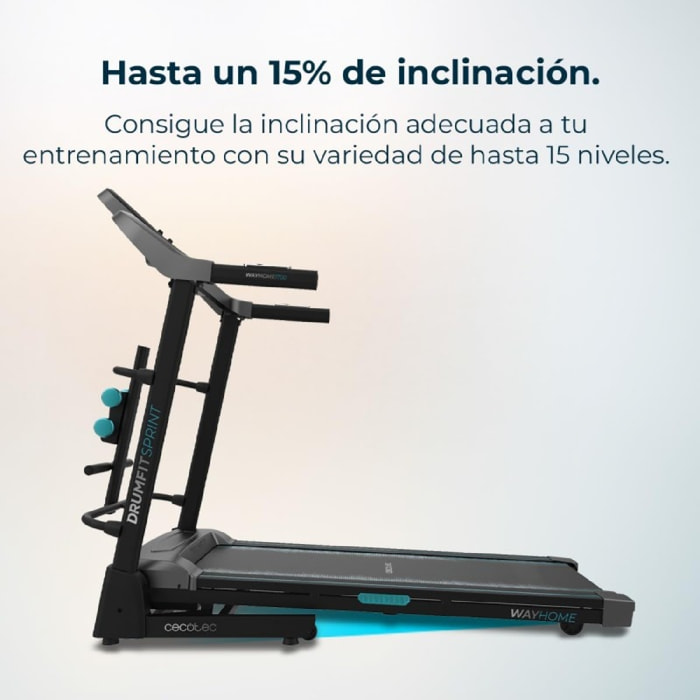 Cecotec Cinta de Correr Plegable DrumFit WayHome 1700 Sprint. 1100 W 1-17 Km/h 1