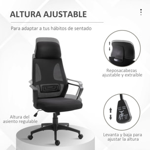 Silla de Oficina Altura Ajustable con Respaldo Negro