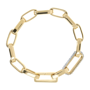 Bracciale Golden Catena Forzatina Maxi Maglie con Elemento Pavé in Cubic Zirconia