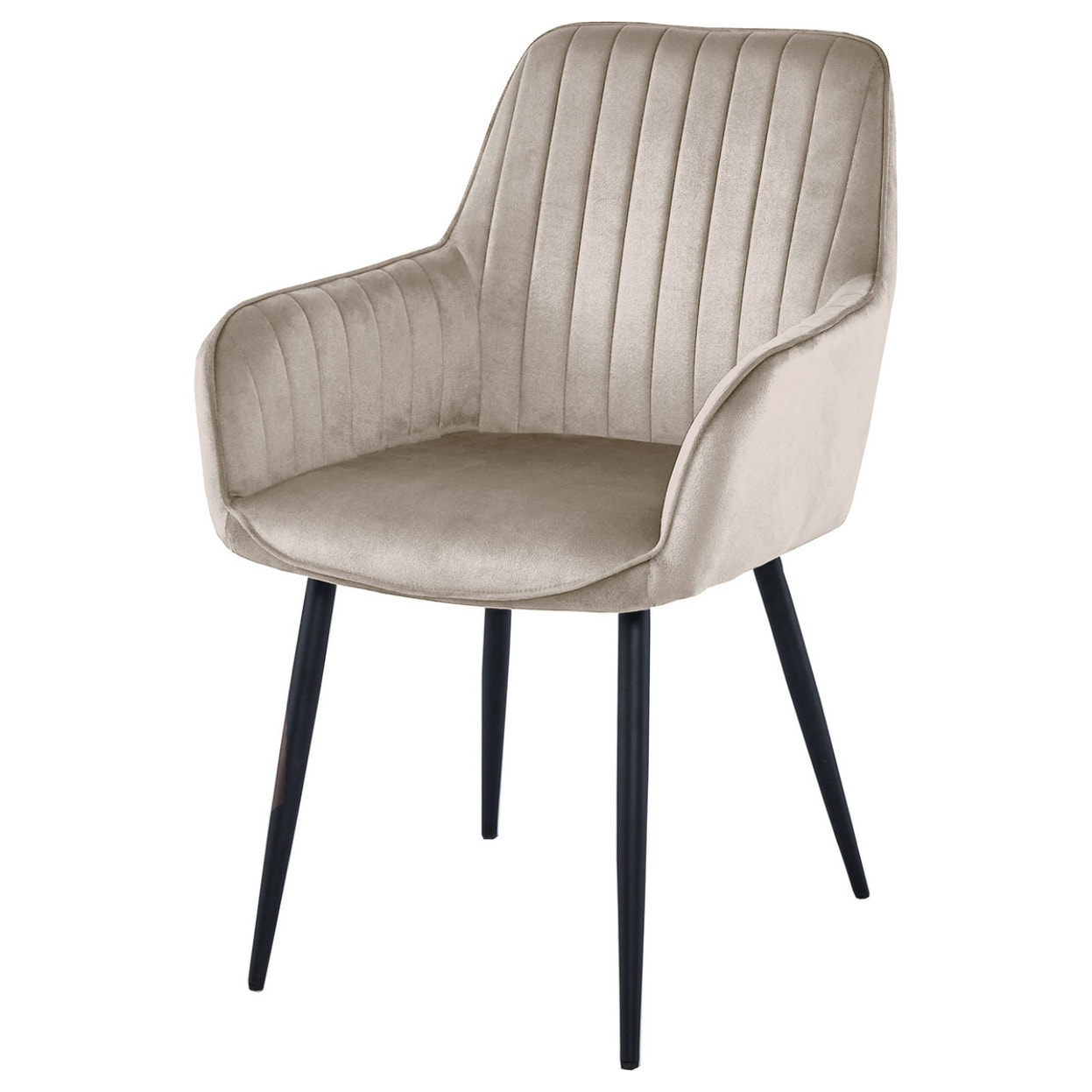 Sedia di design Solden in velluto beige scuro con gambe nere