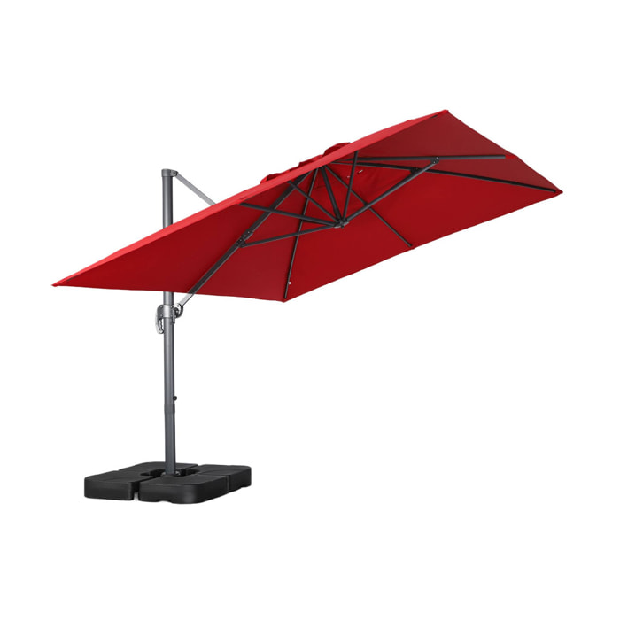 Parasol déporté rectangulaire 3x4m + dalles à lester 50x50cm WIMEREUX + DALLES