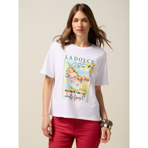 Oltre - Camiseta de punto jersey con estampado - Verde