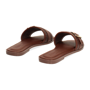Sandalias planas marrón oscuro elegantes