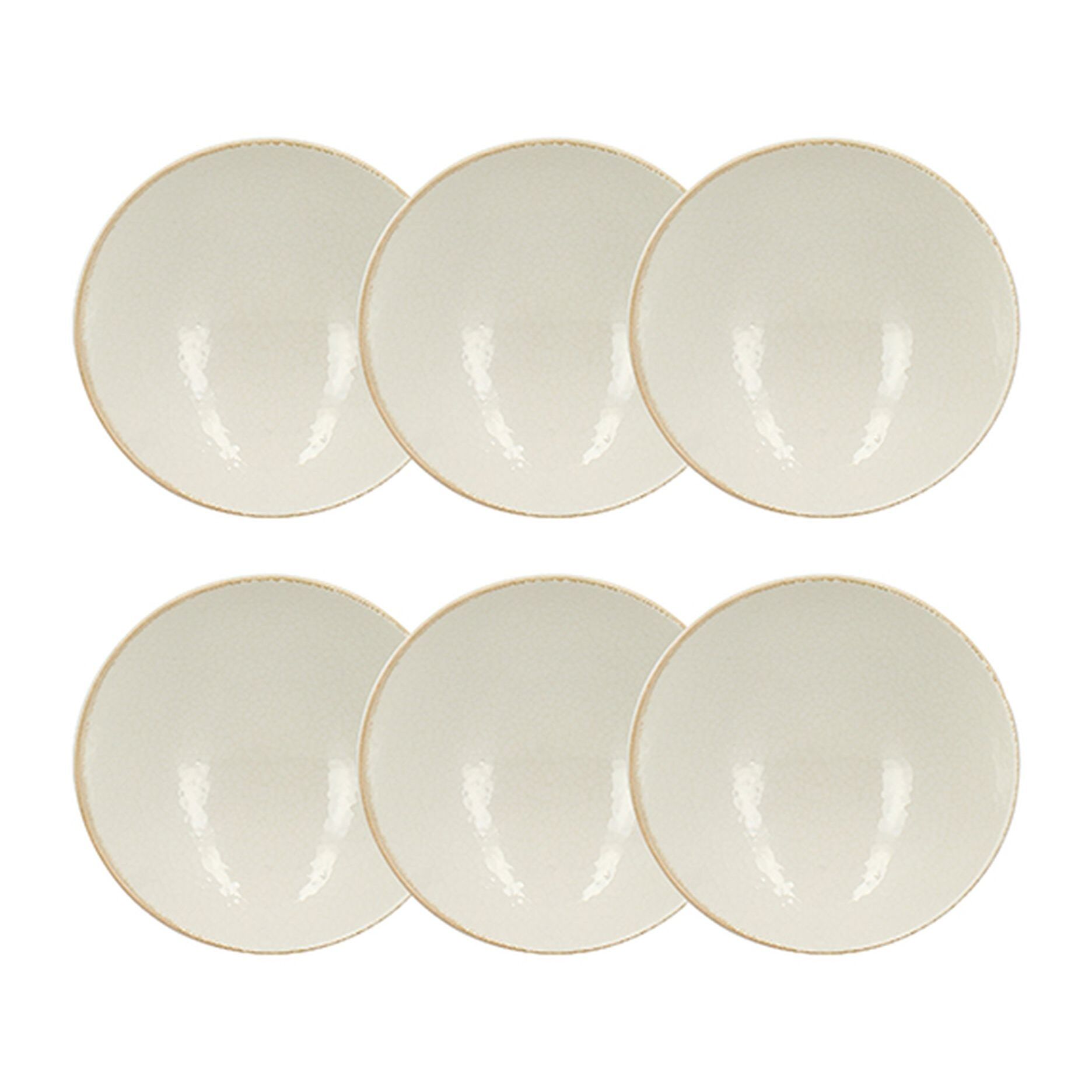 Lot de 6 coupelles en porcelaine blanche et liseré beige 15cm NUANCE