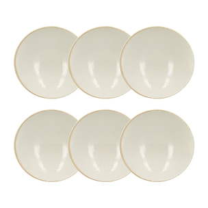 Lot de 6 coupelles en porcelaine blanche et liseré beige 15cm NUANCE