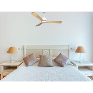 Ventilador de techo Reversible Termostato Dimable Wifi Motor DC Techos Inclinados Mando a Distancia Luz tres tonos Hypersilence Memoria ParosD132C03LED64955 PURLINE
