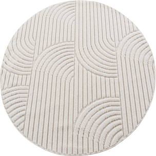 HELIX - Tapis moderne rond effet laine bouclé à motif géométrique en relief crème