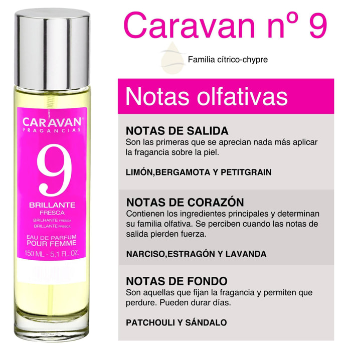 Caravan fragancias - caja de regalo con 2 perfumes nº9 de 150 ml, para mujer