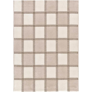 CANDELA Alfombra geométrica con relieve beige y blanco, varias medidas disponibles.