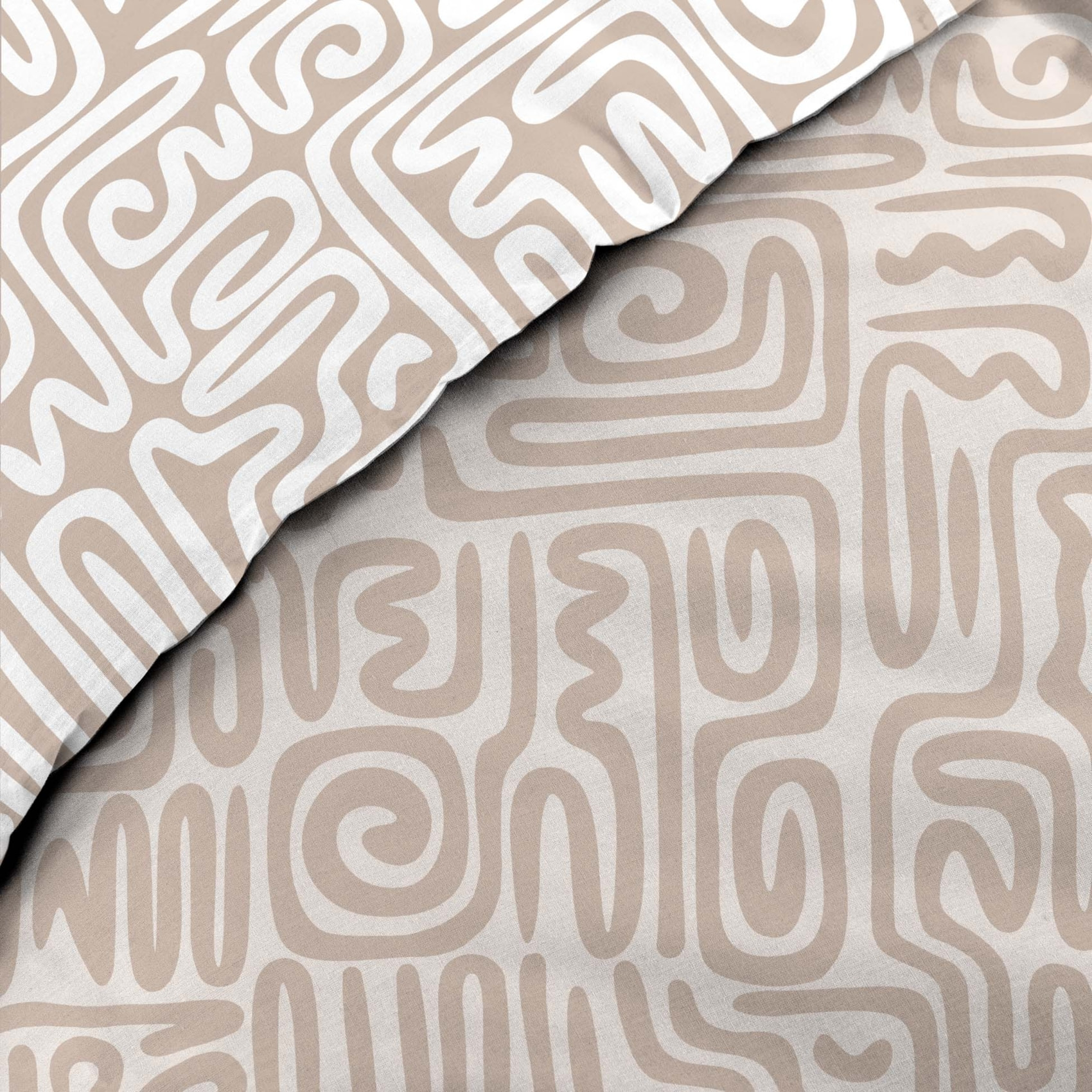 Parure de lit 3 pièces en coton à motif géométrique housse + taies - Vert