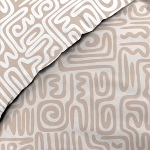 Parure de lit 3 pièces en coton à motif géométrique housse + taies - Vert