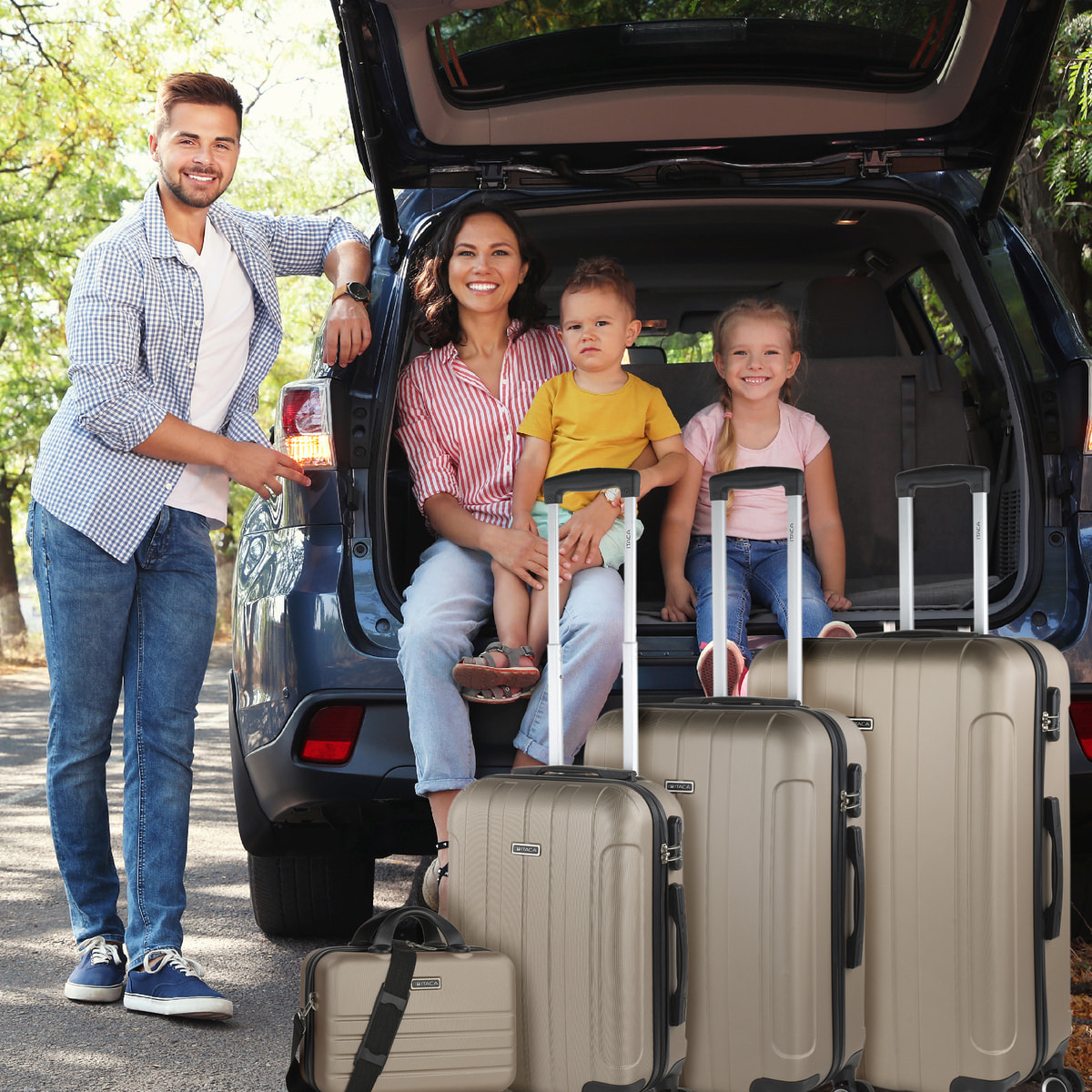 Juego De Maletas Rígidas Abs Itaca Havel Champagne