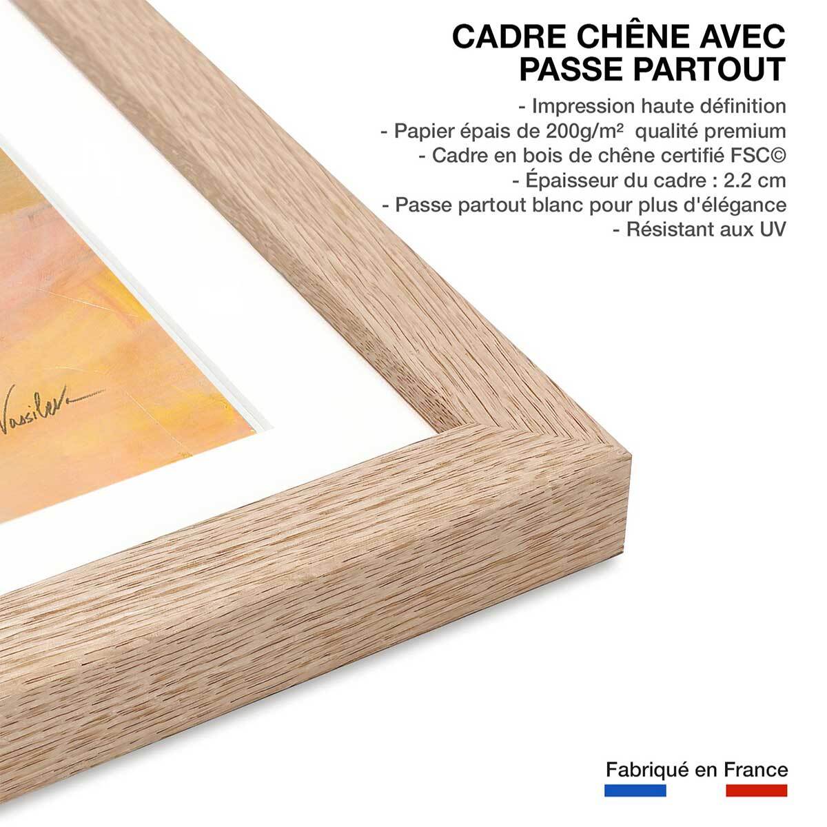 Affiche deco Soleil joyeux Affiche sous cadre bois