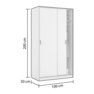 Armario de puertas correderas y gran almacenamiento en blanco artik 100x200 cm Lenor Blanco