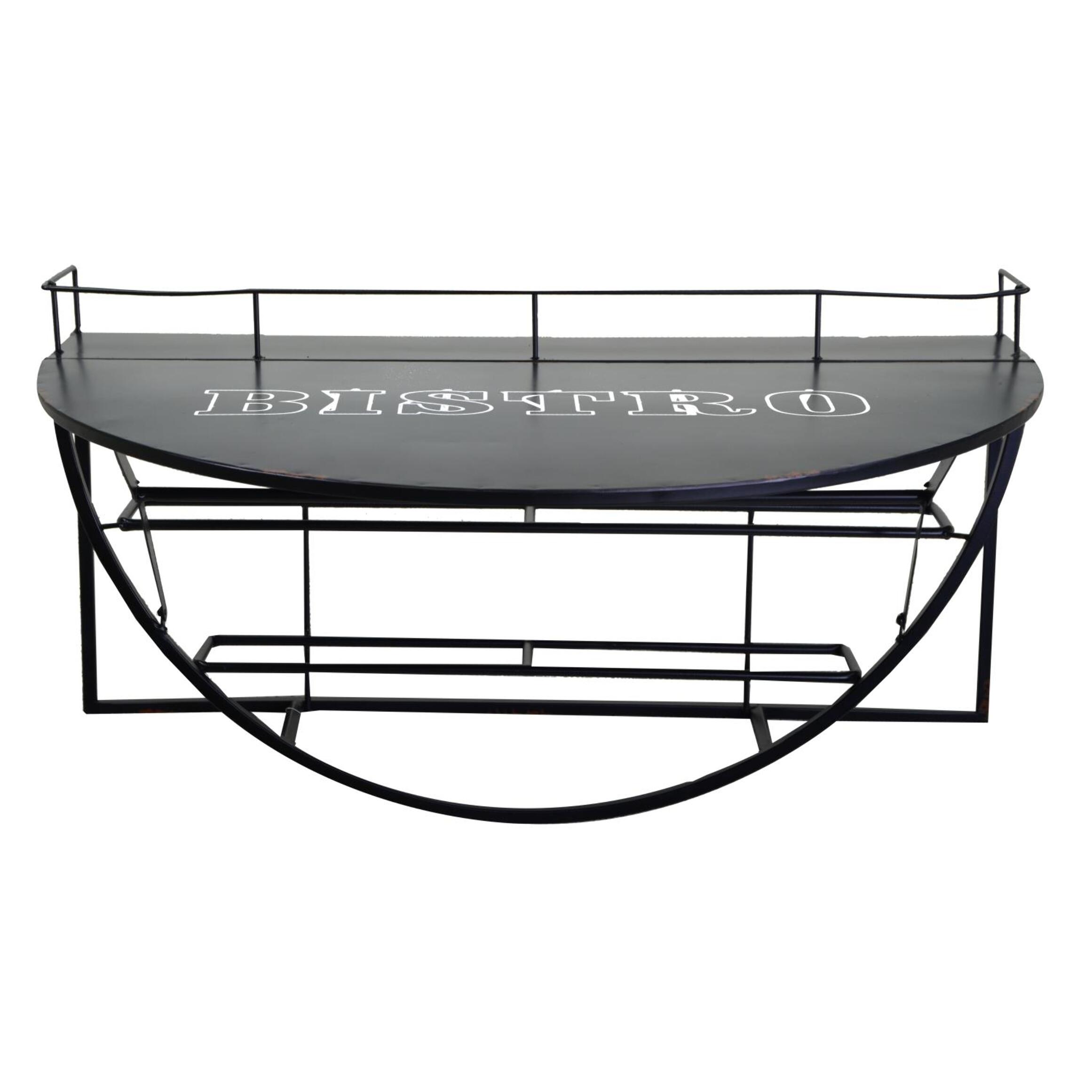 Tavolino in metallo da muro con mensola nero cm70x47h40