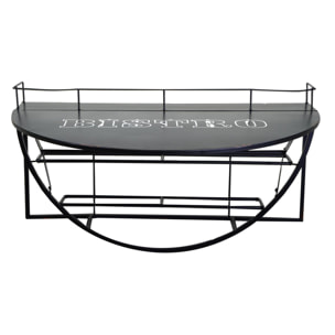 Tavolino in metallo da muro con mensola nero cm70x47h40