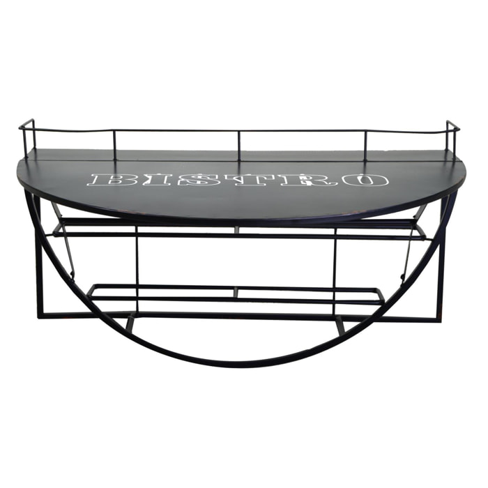 Tavolino in metallo da muro con mensola nero cm70x47h40