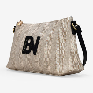Bolso bandolera tostado con efecto rafia