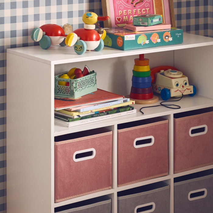 Meuble de rangement enfant 6 paniers velours CAMILLE