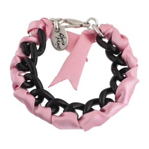 Pulsera cadena y cintas "fancy" rosa