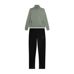 Tuta con zip e collo alto, logo in perline