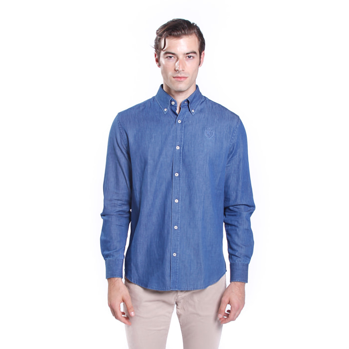 Camicia denim con ricamo logo