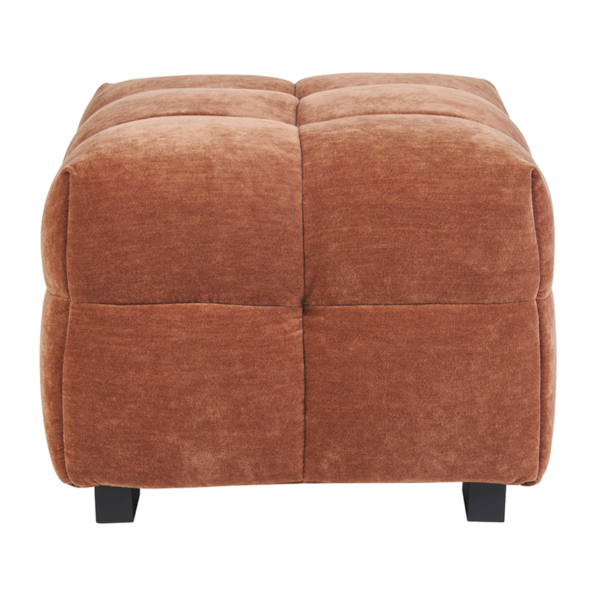 Pouf repose-pieds design en tissu effet velours terre brûlée CORTO