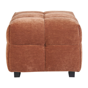 Pouf repose-pieds design en tissu effet velours terre brûlée CORTO