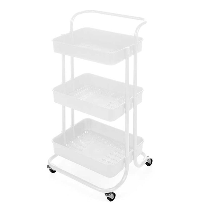 Carro organizador plastico blanco 3 piso colección kinvara