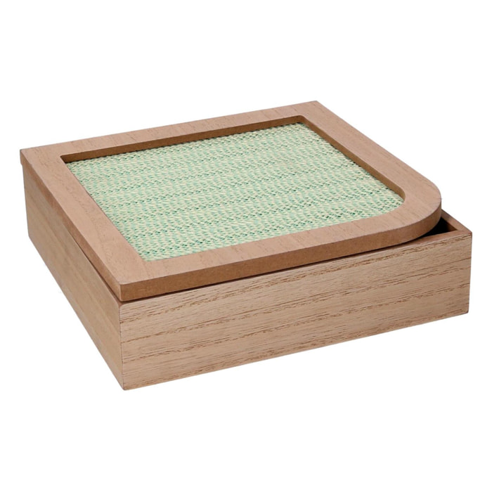 Scatola portathe in legno marrone quadro cm20x20h6