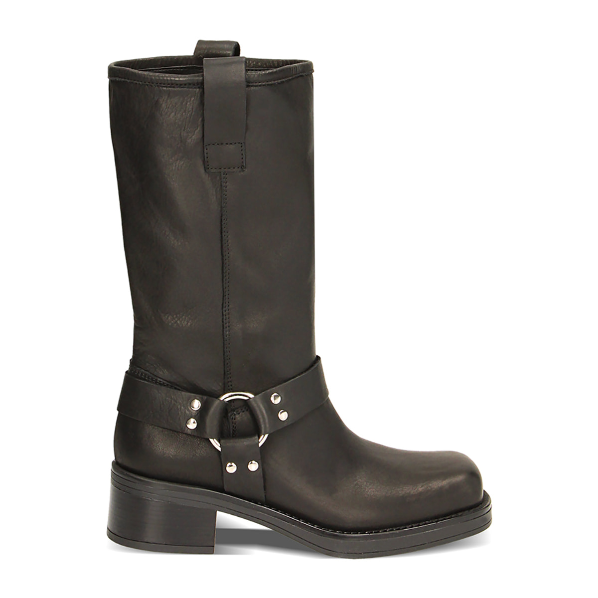 Botines de cuero negro para los moteros