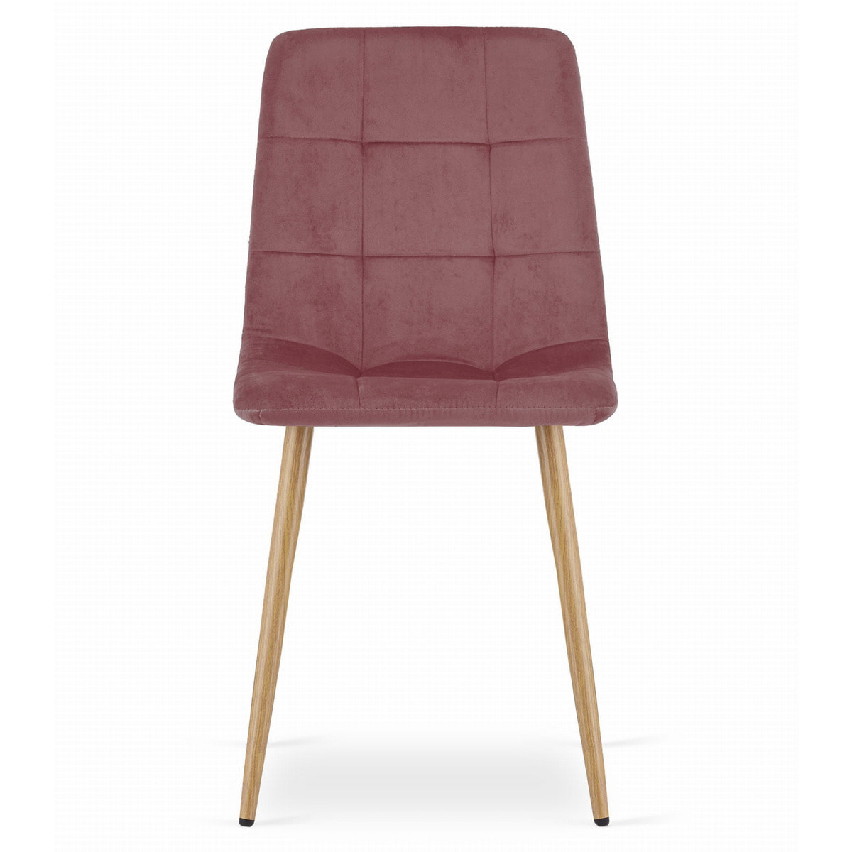 Sedia Kara in velluto rosa con gambe effetto legno