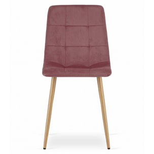 Sedia Kara in velluto rosa con gambe effetto legno