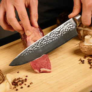 Cuchillo de Chef martillado "Gyuto" - 200mm - Colección Pakka Damascus